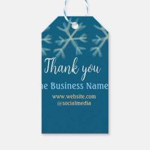Blue orange snowflakes add business name christmas gift tags