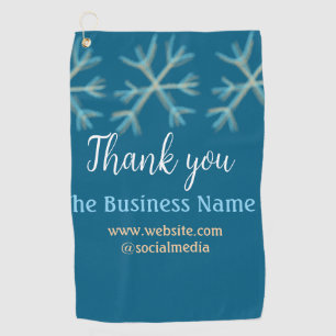 Blue orange snowflakes add business name christmas golf towel