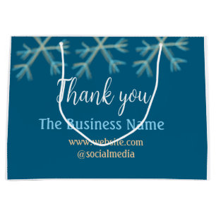 Blue orange snowflakes add business name christmas large gift bag