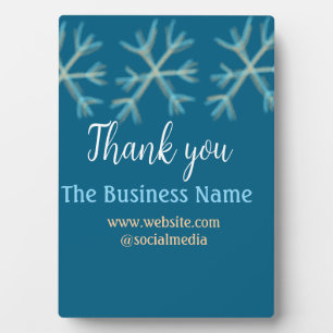 Blue orange snowflakes add business name christmas plaque