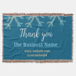 Blue orange snowflakes add business name christmas throw blanket