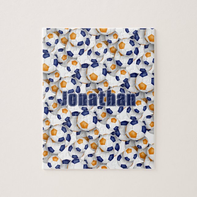 blue orange soccer team colours boys girls name jigsaw puzzle (Vertical)
