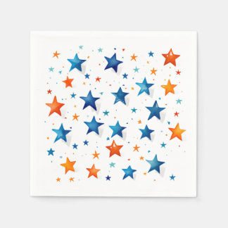 Blue & orange Stars: Birthday Party Napkins