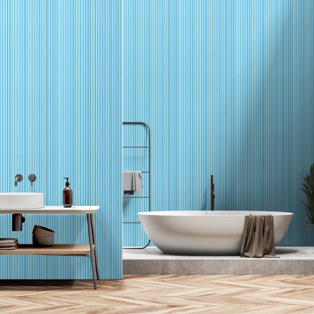Blue-Orange Striped Wallpaper (Bathroom)