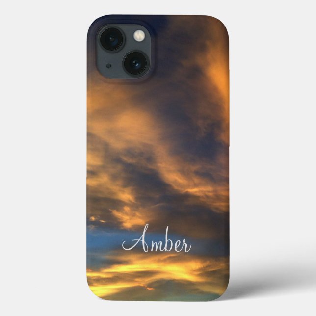 Blue Orange Sunset Clouds Evening Sky Personalised Case-Mate iPhone Case (Back)