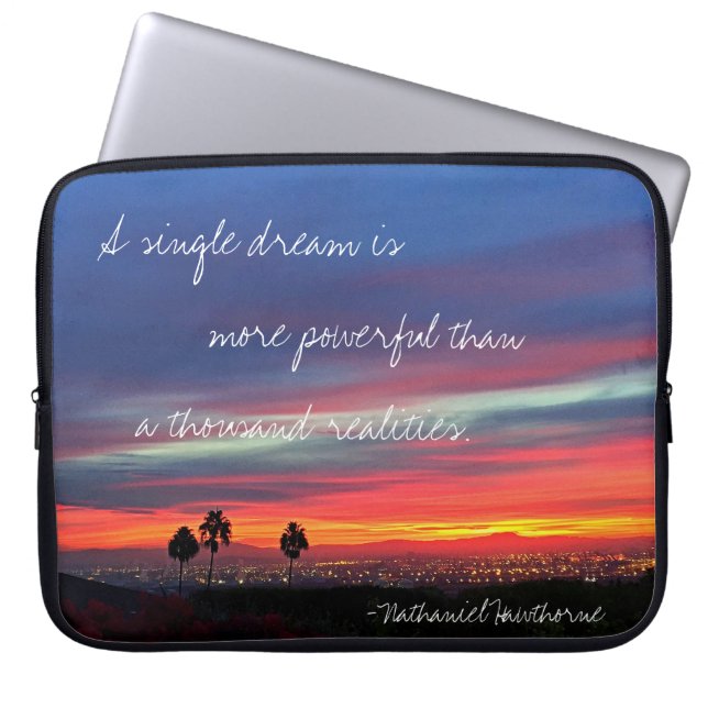 Blue Orange Sunset Photo A Single Dream Quote Laptop Sleeve (Front)