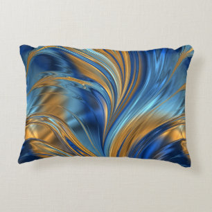 Blue orange swirls decorative cushion