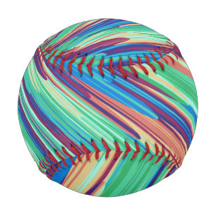 Blue Orange Teal Abstract Geometric Feathers Baseball