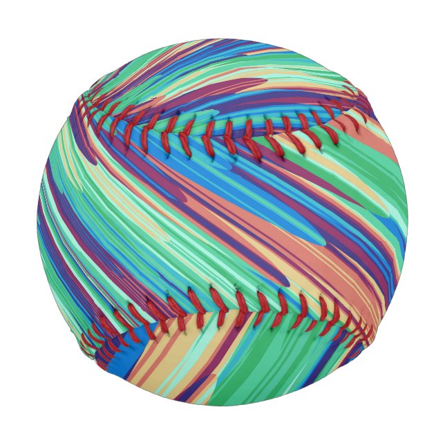 Blue Orange Teal Abstract Geometric Feathers Baseball (Front)