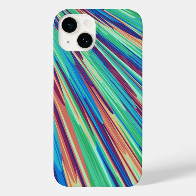 Blue Orange Teal Abstract Geometric Feathers Case-Mate iPhone Case (Back)