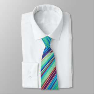 Blue Orange Teal Abstract Geometric Feathers Tie