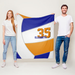 blue orange team colors ginormous volleyball fleece blanket