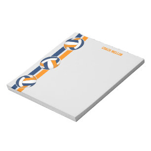 blue orange team colors volleyball coach custom notepad