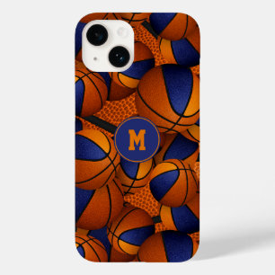 Blue orange team colours basketball sports pattern Case-Mate iPhone 14 case