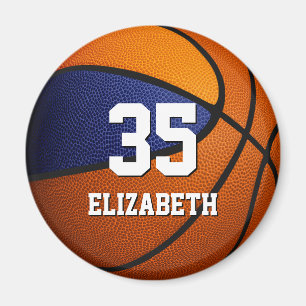 blue orange team colours girls boys basketball magnet
