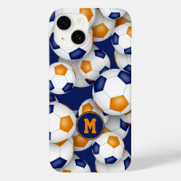 Blue orange team colours kids soccer balls pattern