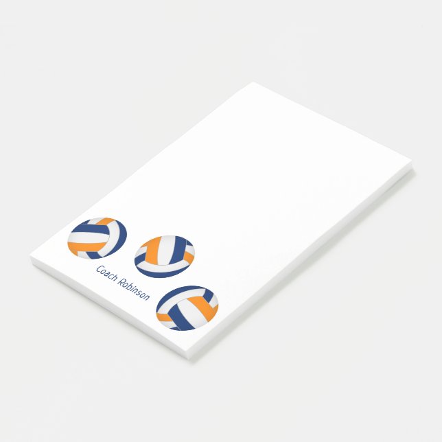 blue orange team colours volleyball coach post-it notes (Angled)