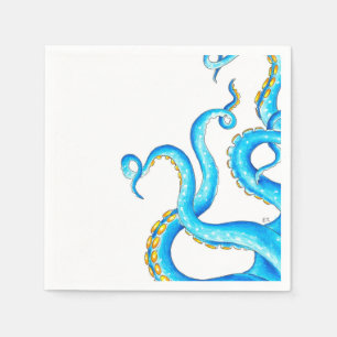 Blue Orange Tentacles Ink Napkin