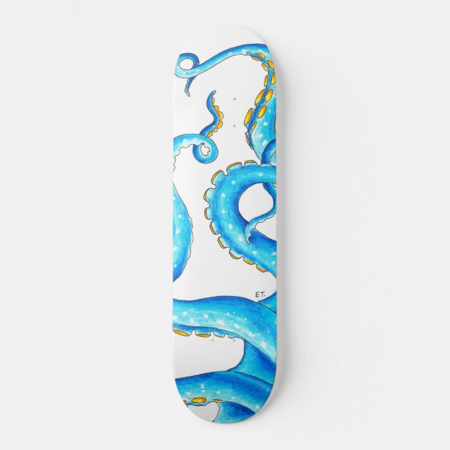 Blue Orange Tentacles Ink Skateboard (Front)