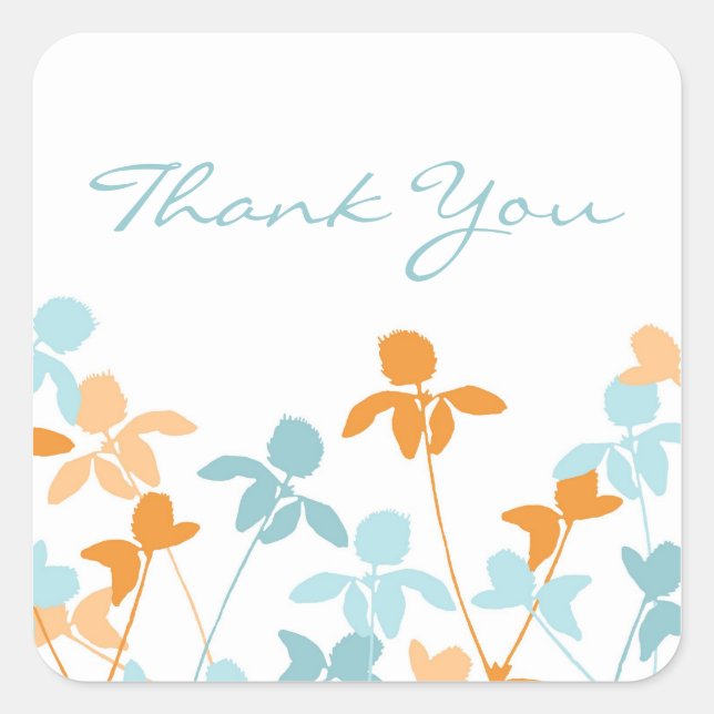 Blue Orange Thank You Wedding Envelope Seals (Front)