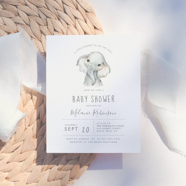Blue & Orange Tribal Pattern Elephant Baby Shower Invitation Postcard (Creator Uploaded)