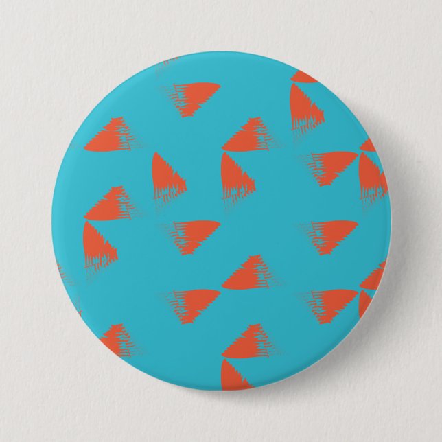 Blue, orange, vibrant, trendy geometric pattern 7.5 cm round badge (Front)