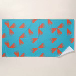 Blue, orange, vibrant, trendy geometric pattern beach towel