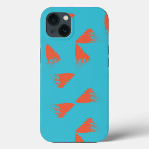Blue, orange, vibrant, trendy geometric pattern iPhone 13 case
