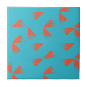 Blue, orange, vibrant, trendy geometric pattern ceramic tile