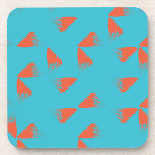 Blue, orange, vibrant, trendy geometric pattern coaster