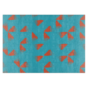 Blue, orange, vibrant, trendy geometric pattern cutting board
