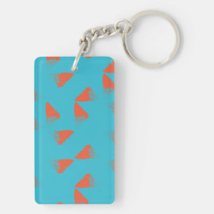 Blue, orange, vibrant, trendy geometric pattern key ring