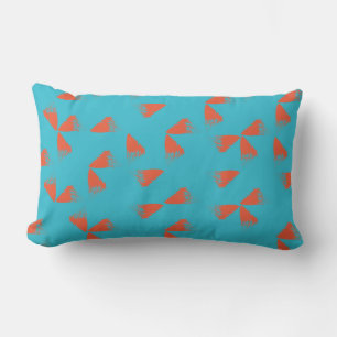 Blue, orange, vibrant, trendy geometric pattern lumbar cushion