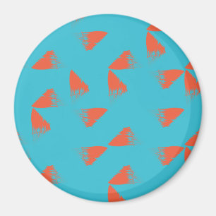 Blue, orange, vibrant, trendy geometric pattern magnet