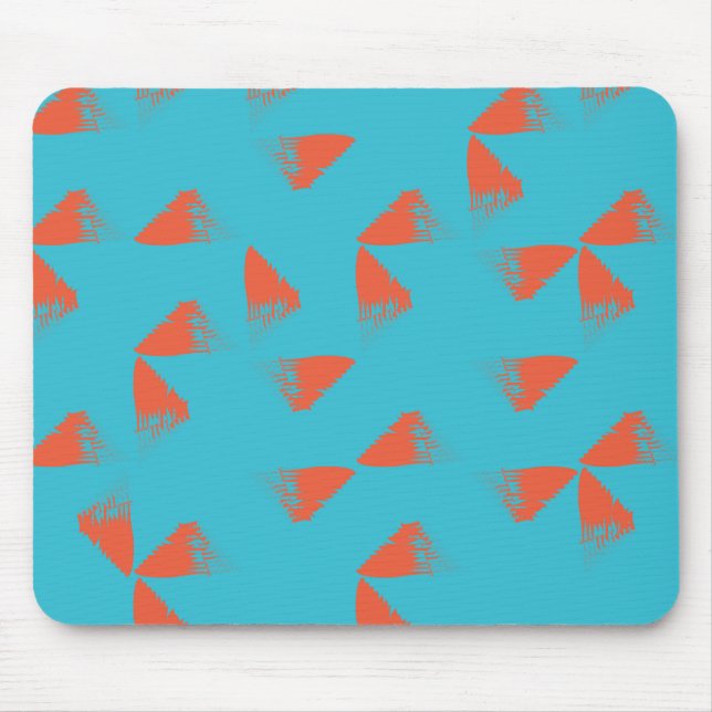 Blue, orange, vibrant, trendy geometric pattern mouse pad (Front)