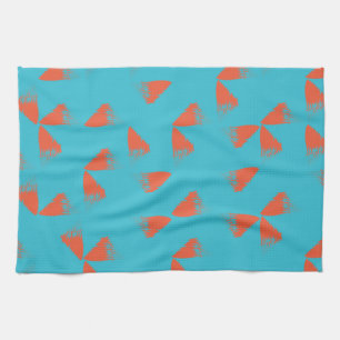 Blue, orange, vibrant, trendy geometric pattern tea towel