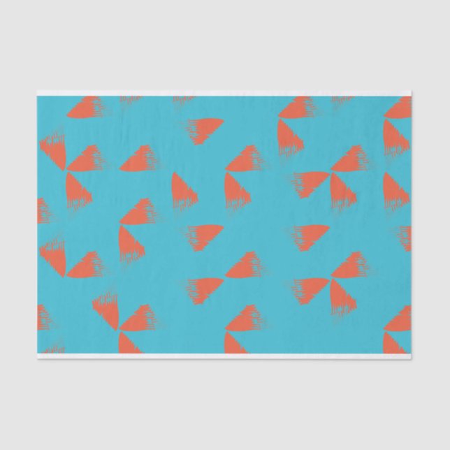 Blue, orange, vibrant, trendy geometric pattern tissue paper (Front)