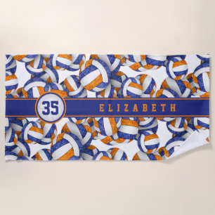 blue orange volleyball sports team colours gifts beach towel