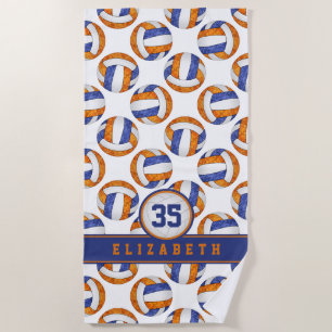 blue orange volleyball team colours sporty girls beach towel
