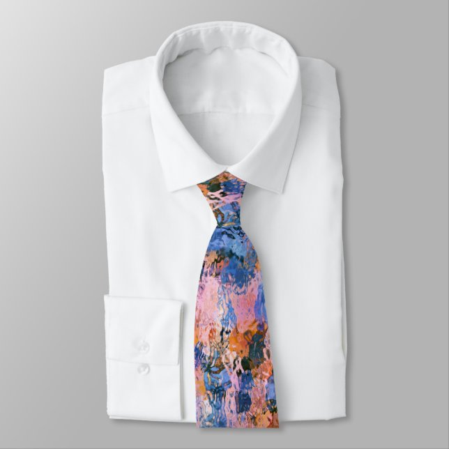 Blue & Orange Water Abstraction Tie (Tied)