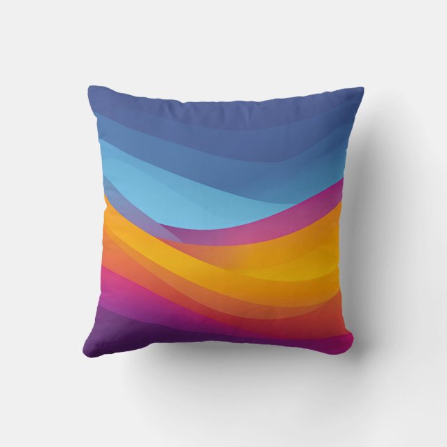 Blue Orange Wave Layers Cushion (Back)