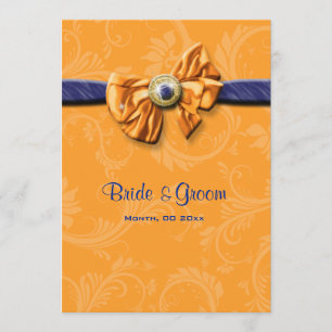 Blue orange wedding floral CUSTOM Invitation