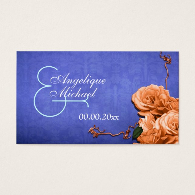 Blue orange wedding thank you flat (Front)