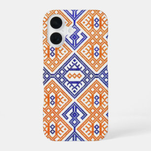 Blue Orange + White Textile Team Sports Colours iPhone 16 Case