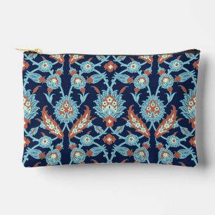 Blue Orange White Turkish Oriental Floral Pattern Accessory Pouch