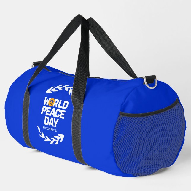 Blue Orange World Peace Day Peace Sign Duffle Bag (Right Corner)