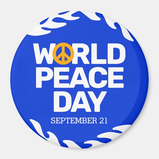 Blue Orange World Peace Day Peace Sign Magnet (Front)