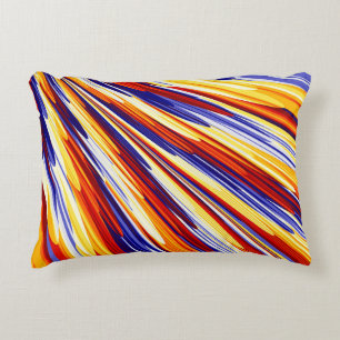 Blue Orange Yellow Abstract Geometric Feathers Decorative Cushion