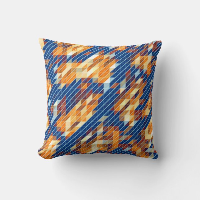 Blue Orange Yellow COOL Pattern Cushion (Front)