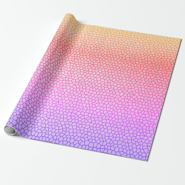 Blue Orange Yellow Pink Mosaic Abstract Pattern Wrapping Paper (Unrolled)
